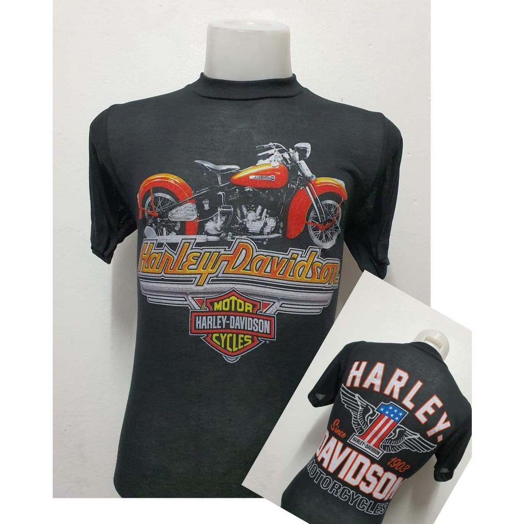 เสื้อยืดคุณภาพดี เสื้อยืดฮาเลย์ Harley-Davidson ผ้าบาง50 ผ้ามุ้ง ผ้าบางใส่สบาย สไตล์วินเทจ ป้ายVintage 3D EMBLEM [ S M L
