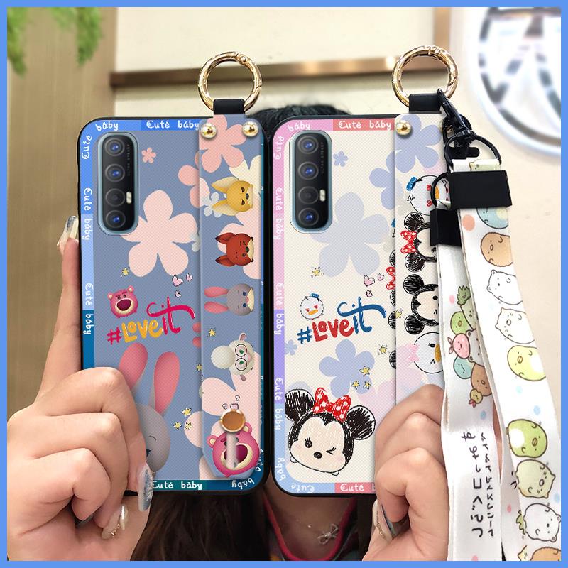 Soft case Durable Phone Case For OPPO Reno3 Pro/Find X2 Neo Kickstand Cute ring protective Shockproof Lanyard Back Cover