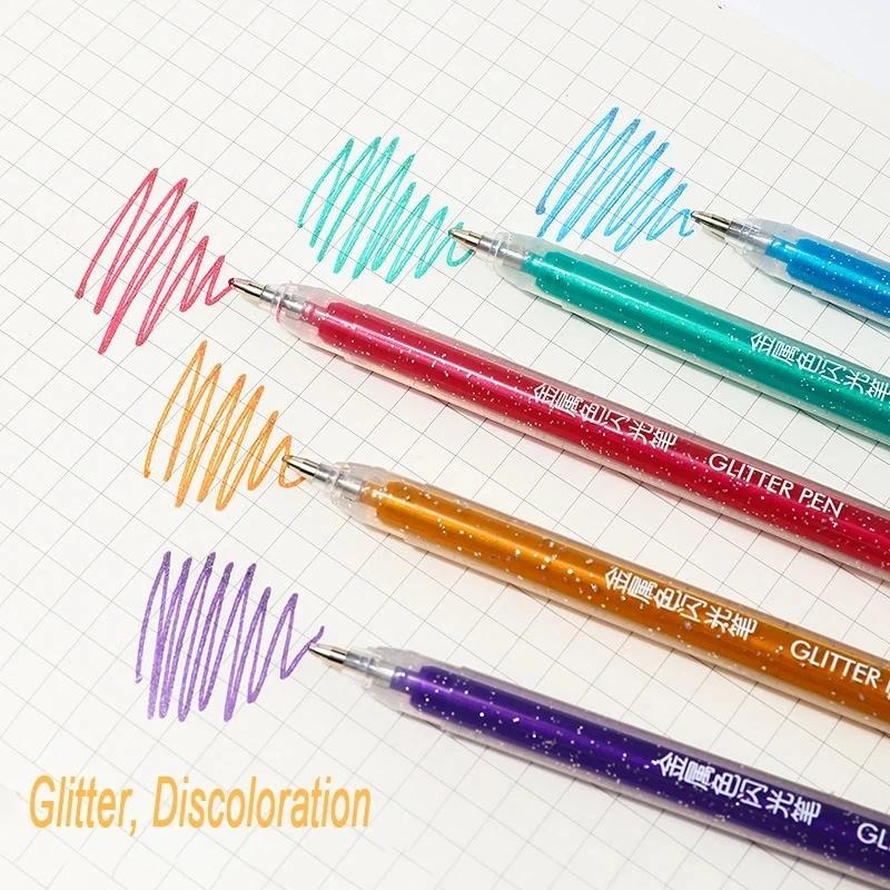 ชุดปากกาเจลกลิตเตอร์ 12 สี พร้อมไส้หมึก 12 ชิ้น สําหรับเด็ก ผู้ใหญ่ วาดภาพ ระบายสี ลงวารสาร วาดภาพศิลปะ หนังสือ doo
