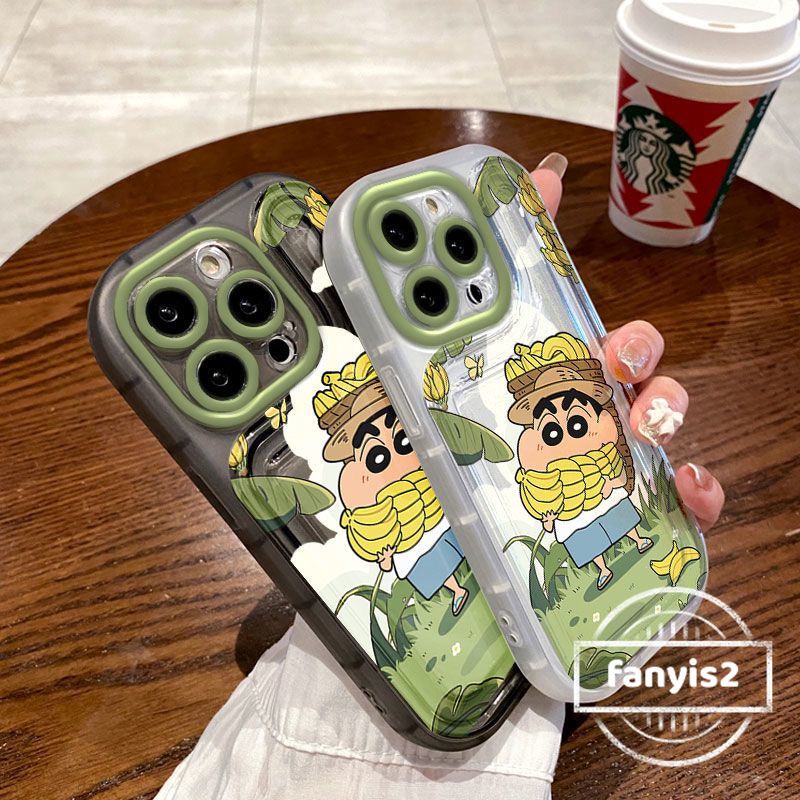 เคสโทรศัพท์มือถือ ซิลิโคนนุ่ม ใส กันกระแทก ลายการ์ตูนกล้วยน่ารัก สีเขียว สําหรับ iPhone 11 15 Xr 14 13 12 Pro Max 8 7 6 6s Plus SE 2020 Xs Max
