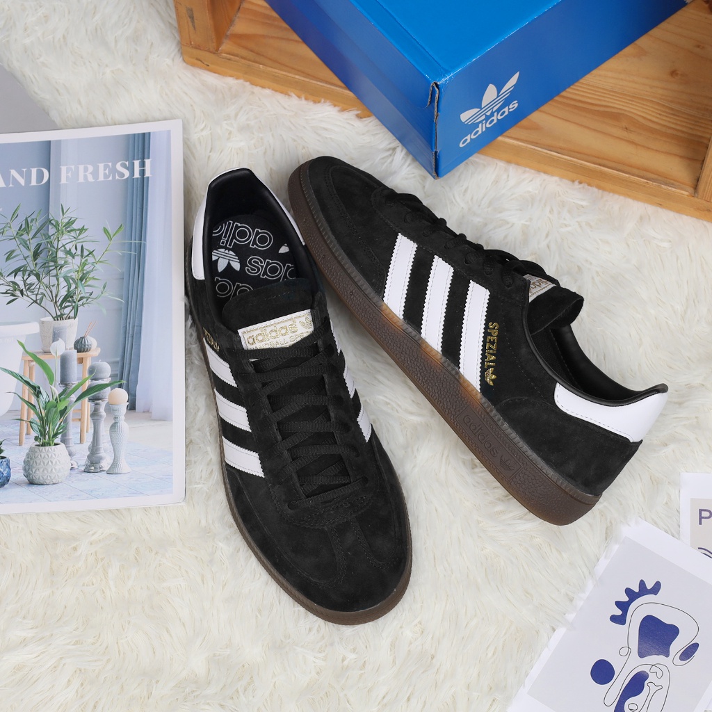 adidas Casual Shoes Handball Spezial Black Rubber Sole Suede Clover Men Women ACS DB3021