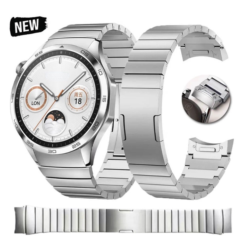 สายนาฬิกาข้อมือ สเตนเลส ทรงโค้ง ไม่มีช่องว่าง หรูหรา สําหรับ Huawei Watch GT 4 46 มม. gt4 46 22 มม.