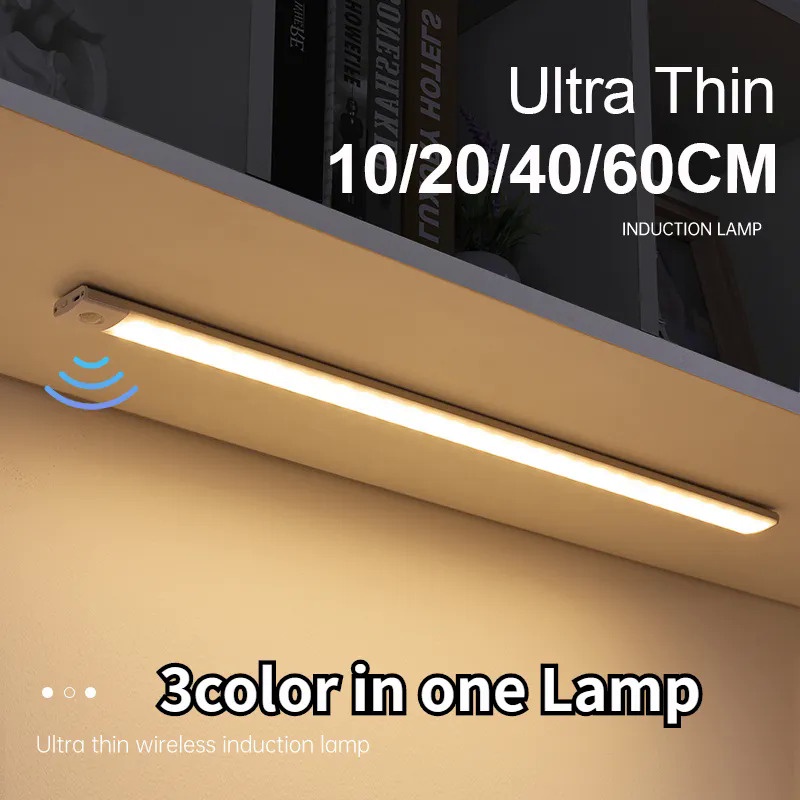 Night Light Motion Sensor Light Wireless USB Under Cabinet Light For Cabinet Bedroom Wardrobe Indoor Lighting 3color in