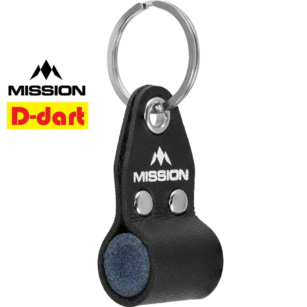 Mission Dart Sharpener - พวงกุญแจหินกลมสีดําสําหรับลูกดอกปลายเหล็ก (แหวนกุญแจ Batu Asah)