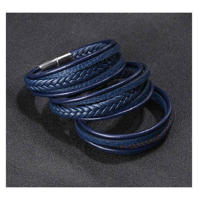 สร้อยข้อมือ เชือกหนัง แฮนด์เมด สไตล์ชนเผ่า ยุโรป และอเมริกา แม่เหล็ก เครื่องประดับ สําหรับผู้ชาย