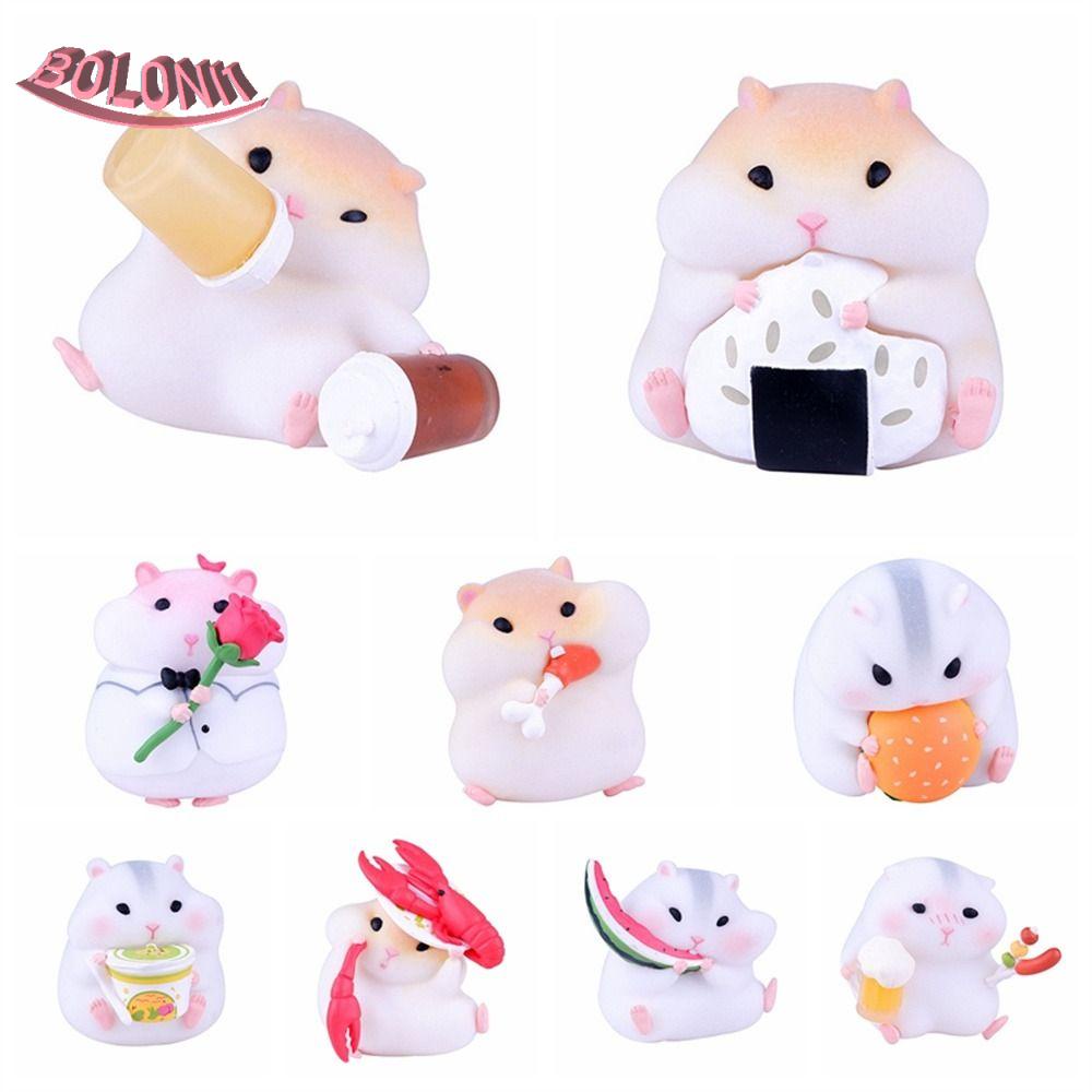 ฟิกเกอร์ BO Hamster Clarke Flocking Mouse Gourmet Hamster ขนาดเล็ก ของเล่นสําหรับเด็ก