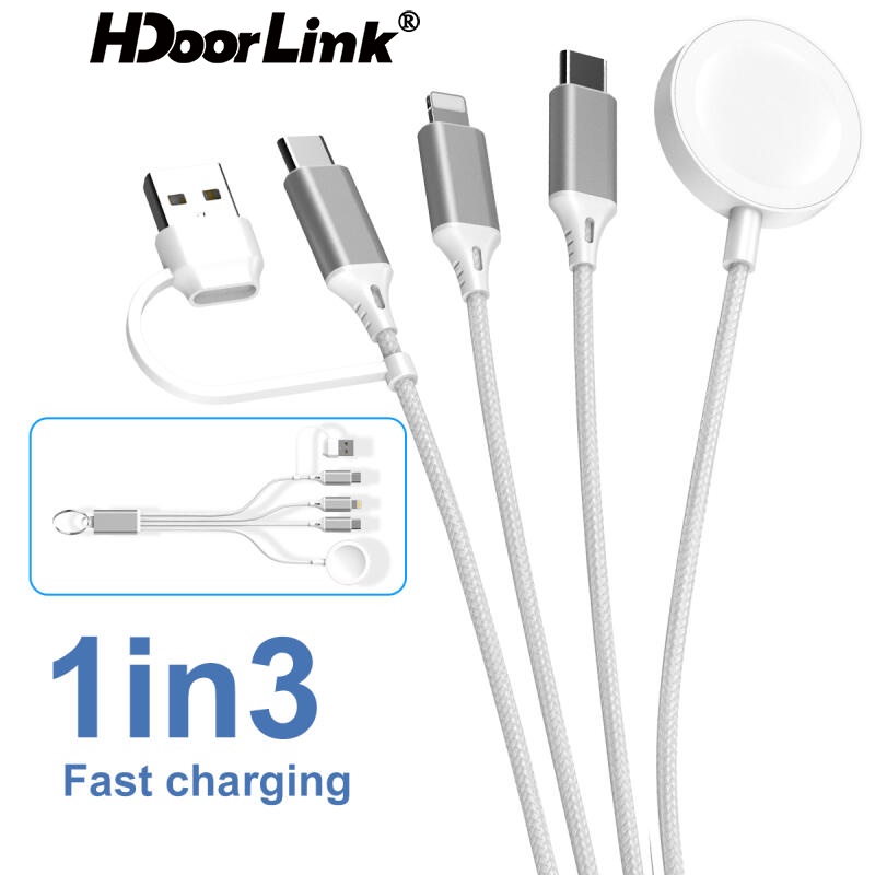 Hdoorlink 4 in 1 สายชาร์จแม่เหล็กไร้สาย USB สําหรับ i Phone 15 14 13 12 11 15 Pro Max A pple Watch 8