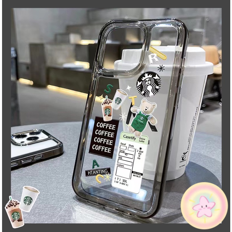 หมีสตาร์บัคส์ เคส OPPO A57 A77s A78 A79 5G A98 Reno 7 8 8Z 8T 10 Find X5 Pro realme  8 9i 10T 11 pro