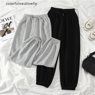 Colorfulswallowfly กางเกงวอร์ม ทรงหลวม โอเวอร์ไซซ์ สีพื้น แฟชั่นฤดูใบไม้ร่วง ฤดูหนาว สําหรับผู้หญิง COD