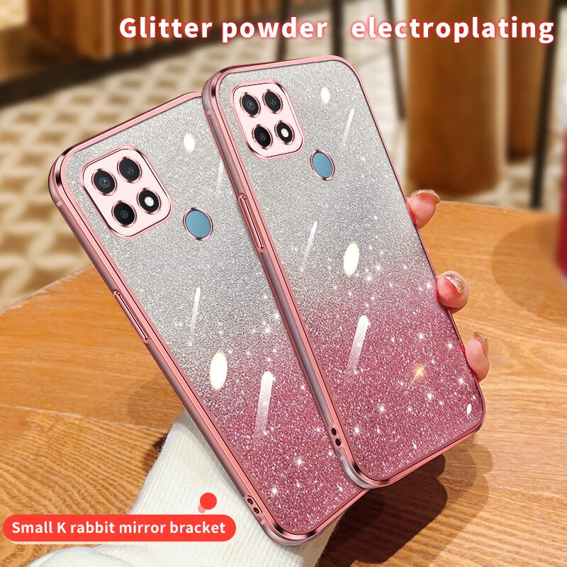 เคส oppo a15 a15s a35 CPH2179 PEHM00 PEFM00 CPH2185 Shiny Chameleon Transparent Soft Shell พร้อมสติก