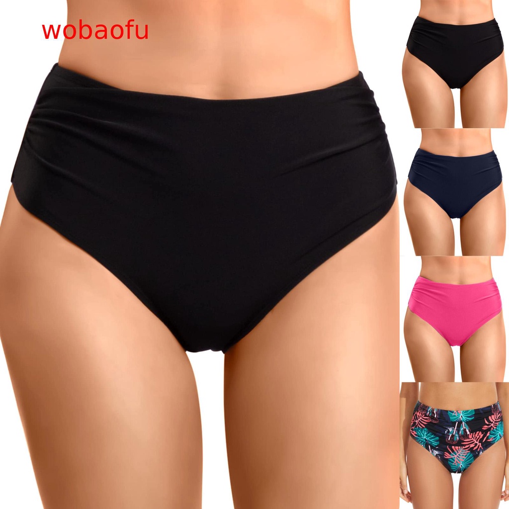 【Wobaofu】กางเกงว่ายน้ํา บิกินี่ ขาสั้น เอวสูง พลัสไซซ์ สําหรับผู้หญิง