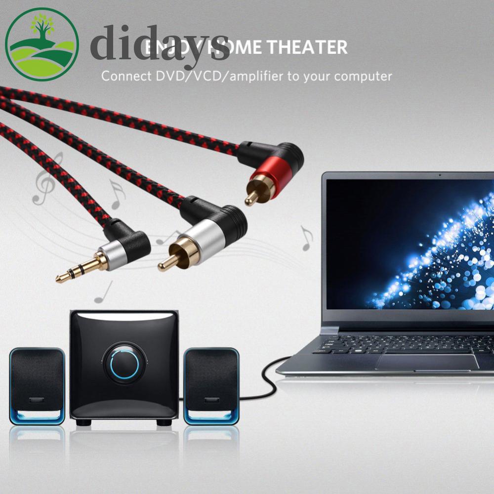 สายสัญญาณเสียง 90 องศา 3.5 มม. ตัวผู้ เป็น RCA ตัวผู้ ประหยัดพื้นที่ อุปกรณ์เสริม