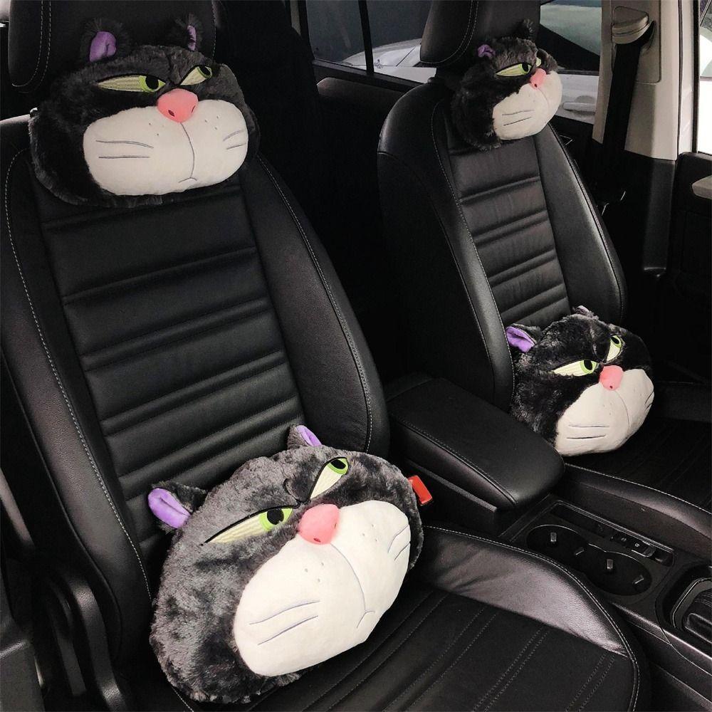 Lfids หมอนรองคอรถยนต์, Cinderellaed Lucifered เข็มขัดนิรภัย Auto Headrest, หมอนเอวแมวยัดไส้การ์ตูนน่ารักตุ๊กตารถเอวเบาะตกแต่งรถ