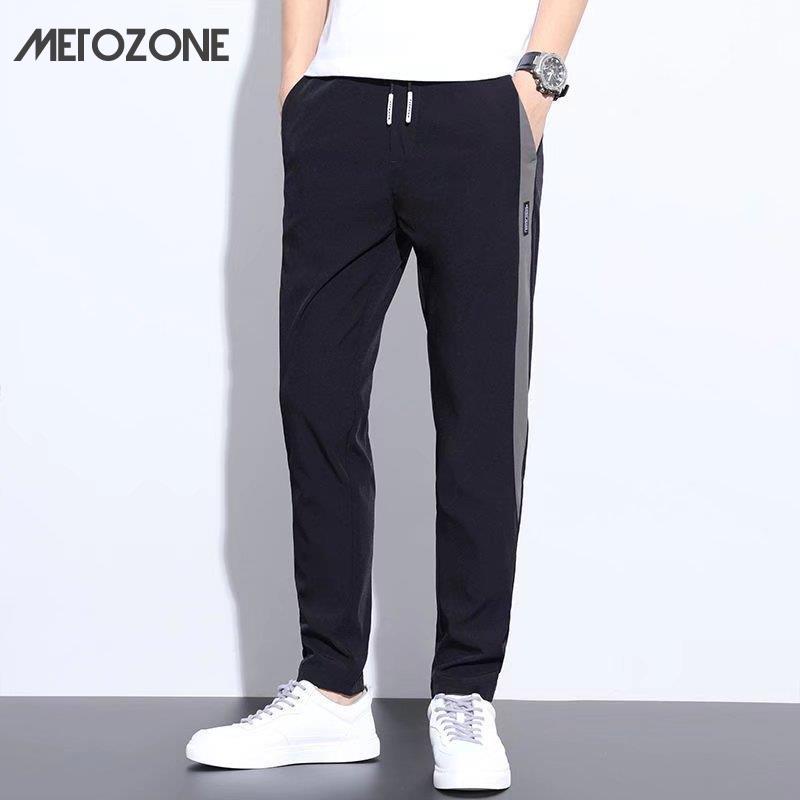 Metozone อินเทรนด์ หลวม ตรง กางเกงลําลอง ผ้าไหมน้ําแข็ง สไตล์บาง กางเกงกีฬา