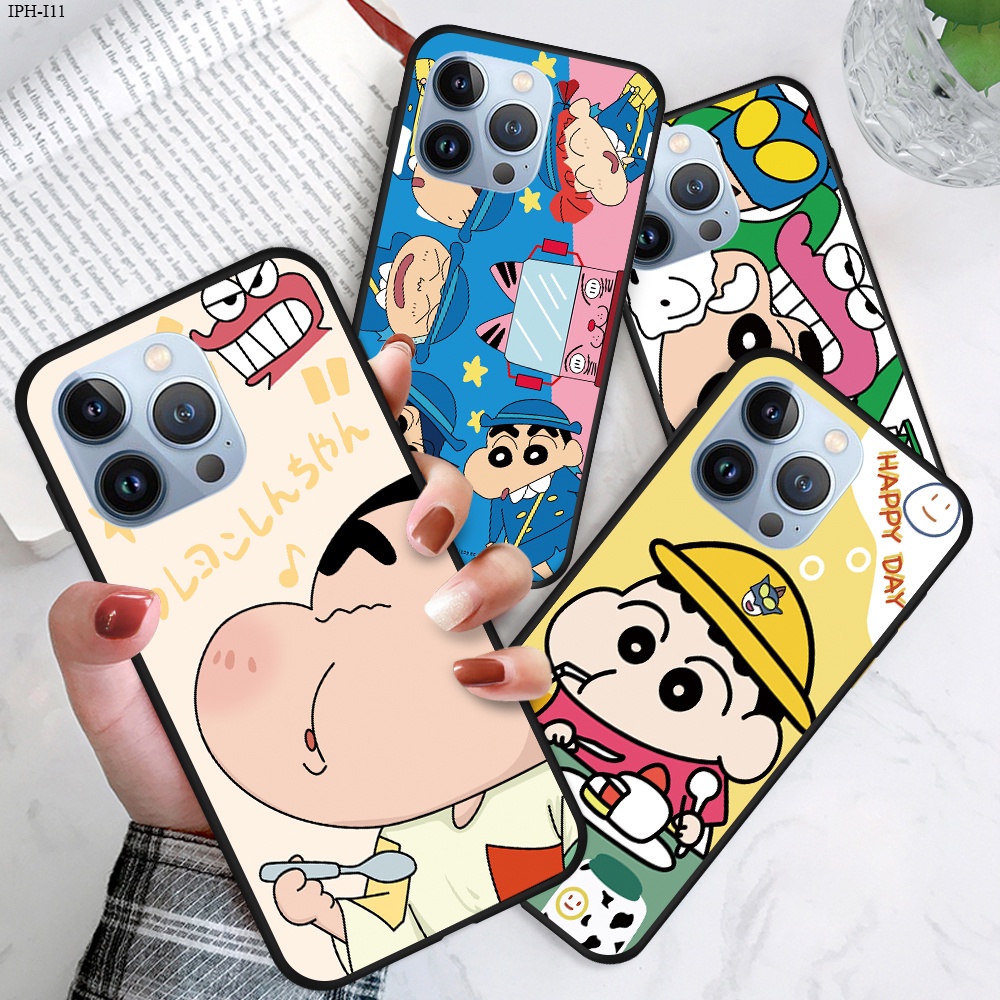เข้ากันได้กับ iPhone 11 Pro Max X XS XR เคสไอโฟน สำหรับ Case Cartoon Anime Crayon Shin-chan เคสโทรศัพท์ TPU Cover