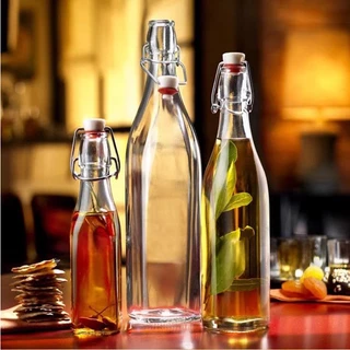 ขวดแก้วสูญญากาศพร้อมจุกฝา เก็บน้ำ Sealed glass bottle #D-0049