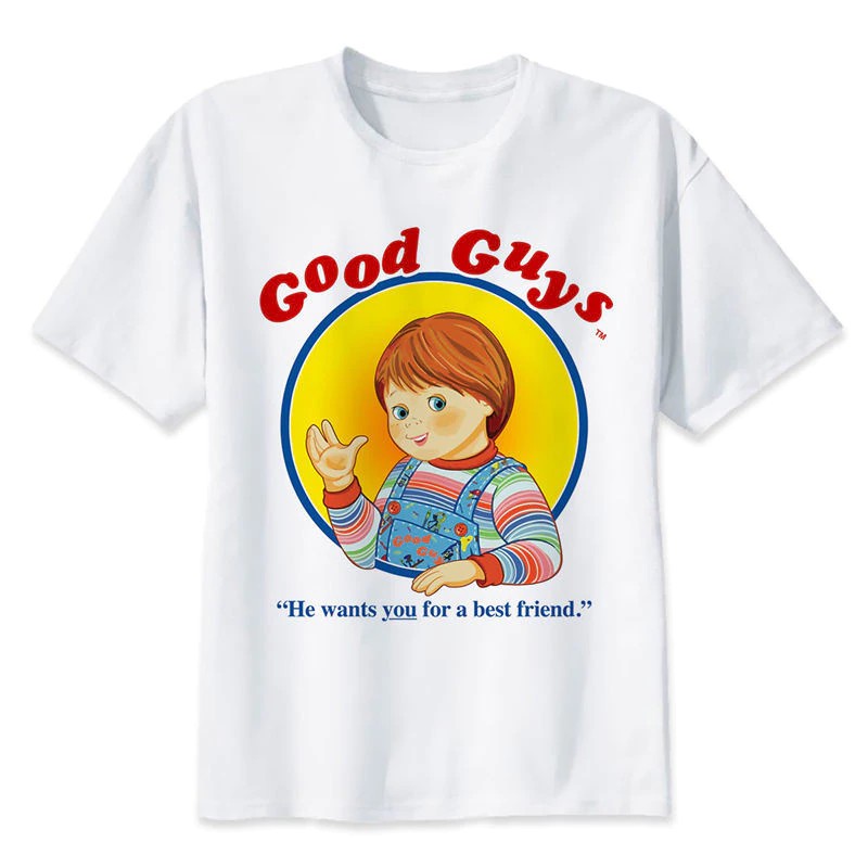 มีหลายสี Chucky เสื้อยืดพิมพ์ลายสีขาวสําหรับผู้ชาย