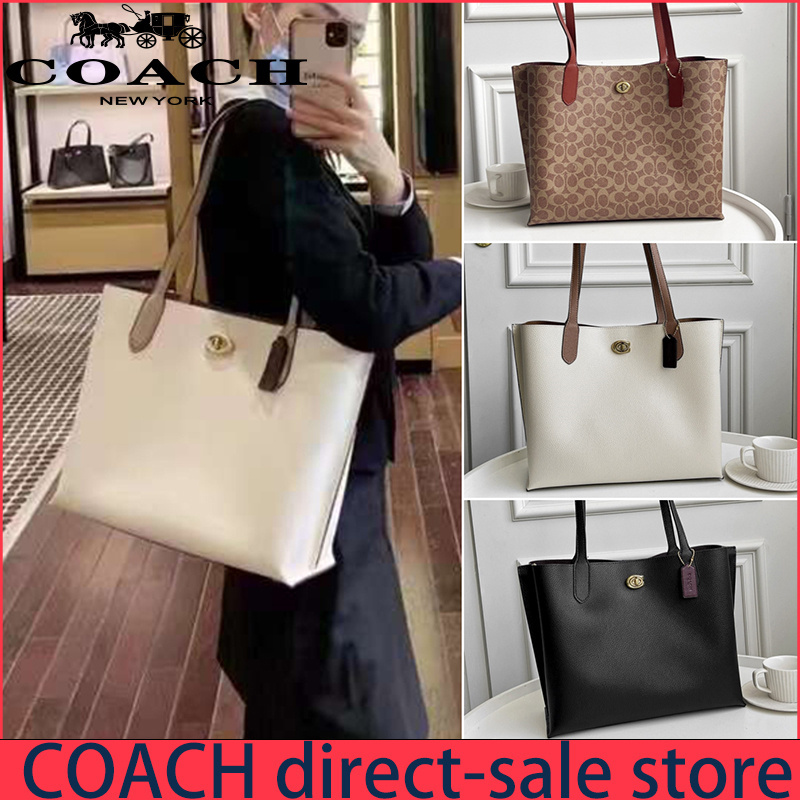 Willow Tote C0690 C0691 C0693 หนังแท้ ผู้หญิง กระเป๋าสะพายข้าง Coac h กระเป๋าช้อปปิ้ง ความจุสูง ลูกบ