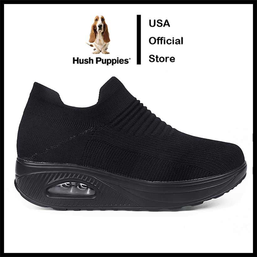 Hush Puppies รองเท้าผ้าใบ โลฟเฟอร์ ส้นแบน แบบสวมครึ่งหนึ่ง สไตล์เกาหลี สําหรับผู้หญิง และผู้ชาย