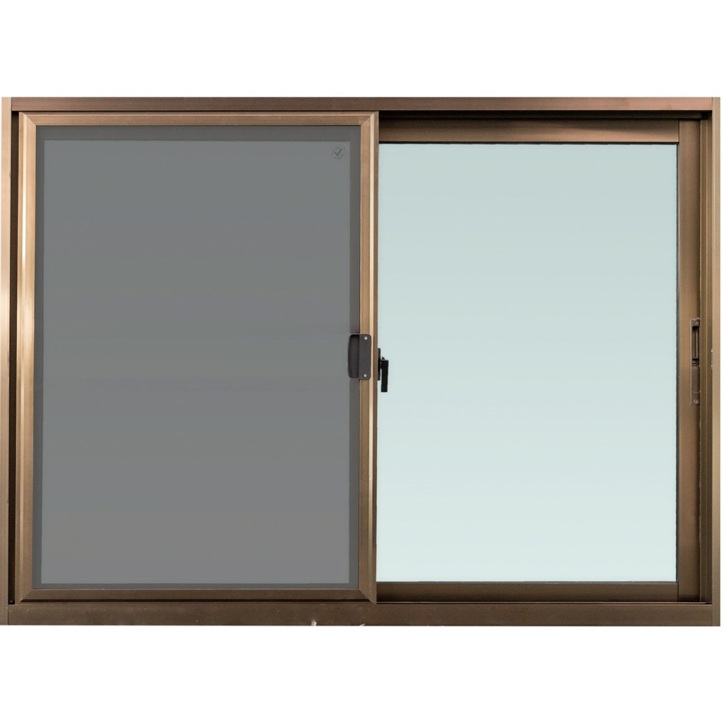 LOCAL789 TRUSTAND (ENZO) หน้าต่างอะลูมิเนียม บานเลื่อน SS ก.120xส.110ซม. สีชา พร้อมมุ้งลวด ร้านอยู่ใ