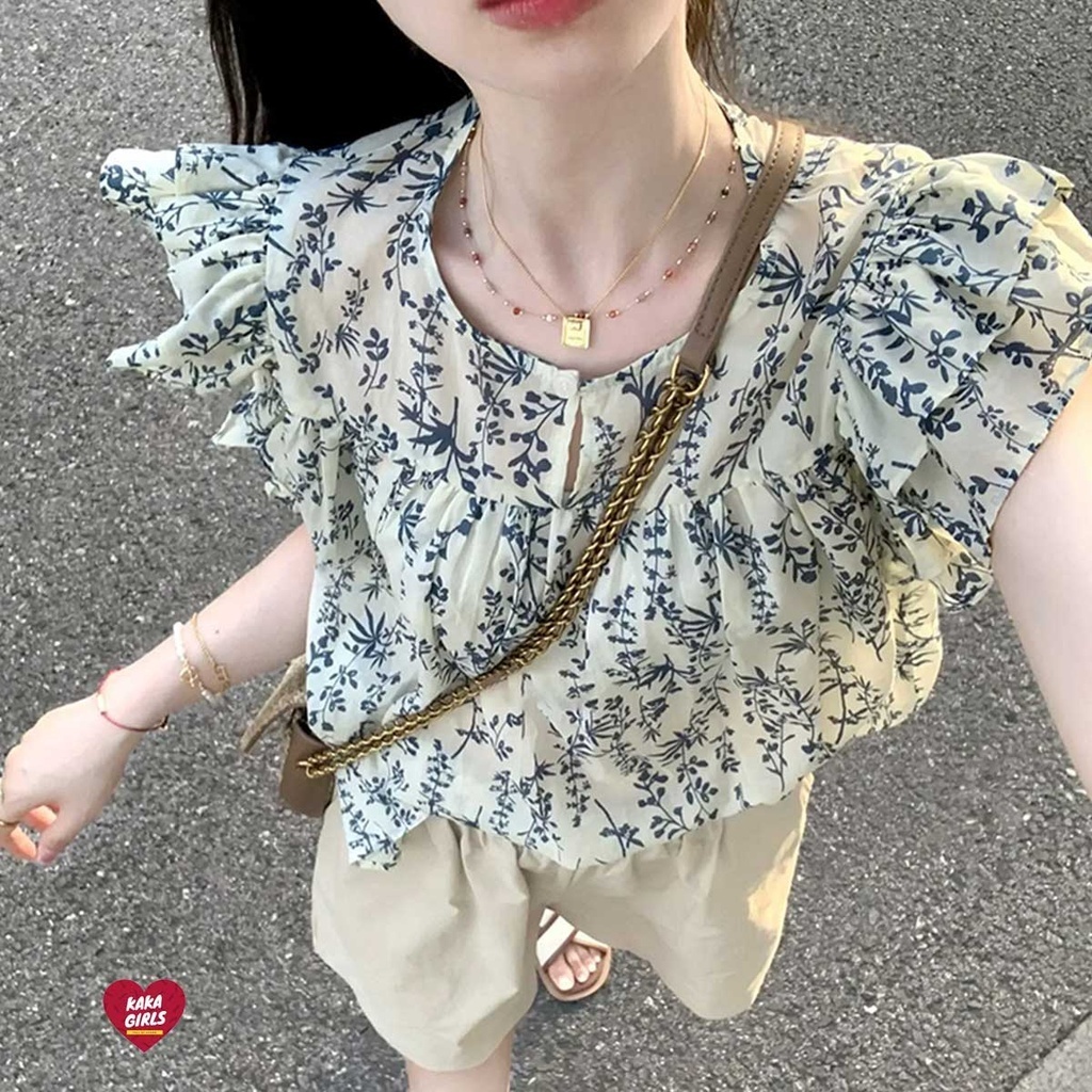 เสื้อยืดกล้าม ลายดอกไม้ สไตล์เกาหลี มินิมอล