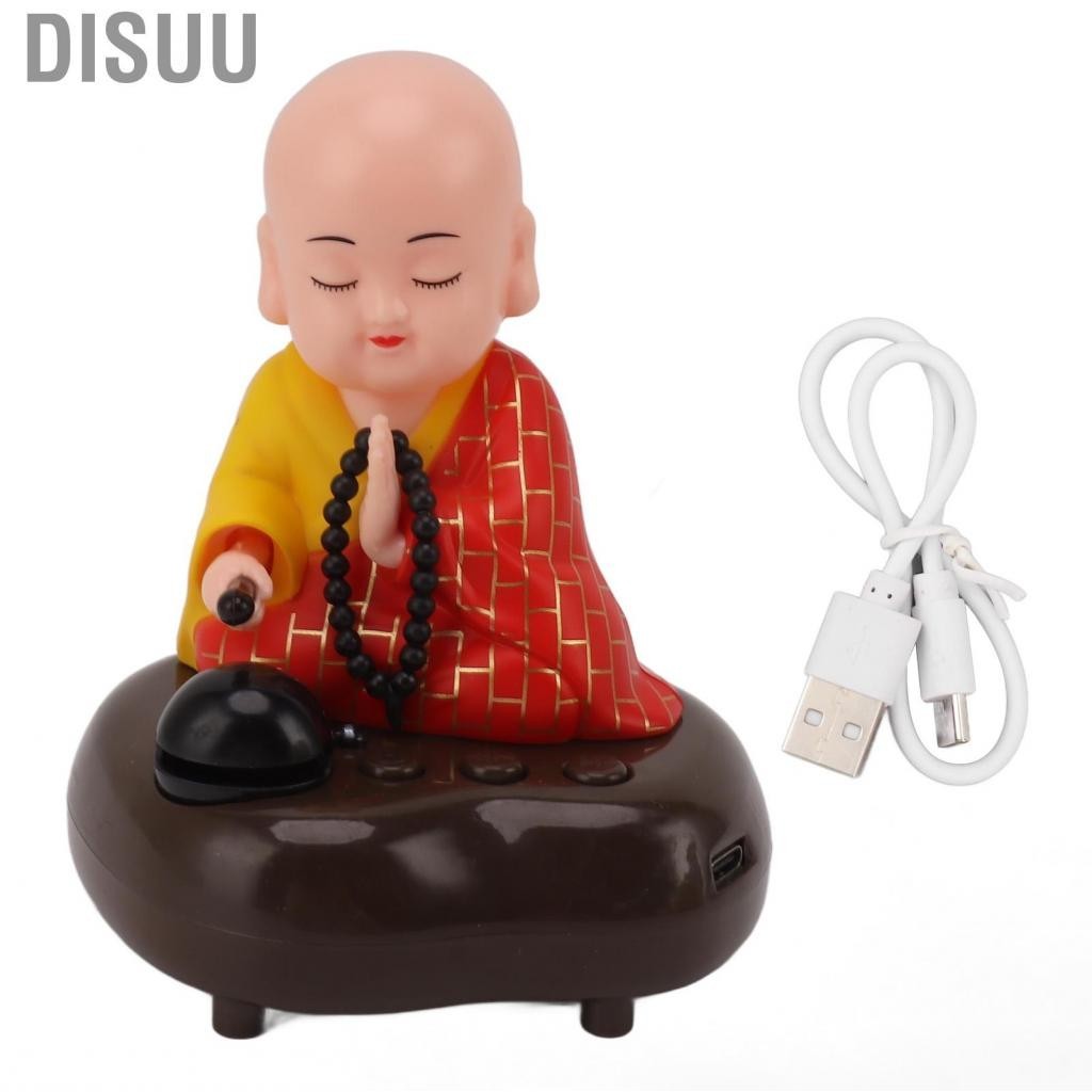 Disuu Buddha Monk Statue  Plastic Little USB Charging Colorful Light for Home