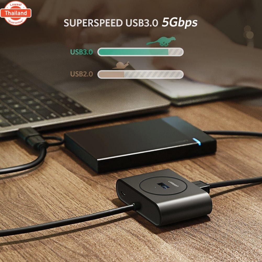 UGREEN ตัวเพิ่มช่อง USB 3.0 Hub 4 ช่อง 2 in 1 with Type C OTG, USB HUB OTG USB C รุ่น 40850 สำหรั Ma