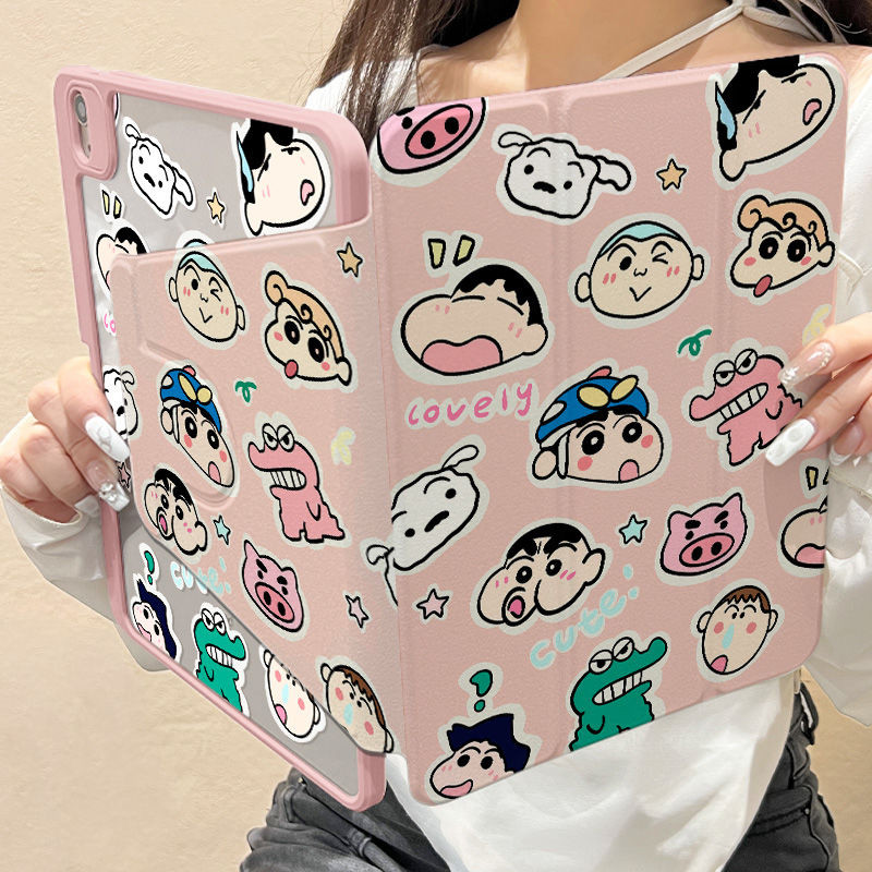 [เคสไอแพด ปรับได้ 360 องศา] หมวกกันน็อค Superman Crayon Shin chan เหมาะสําหรับ อะคริลิค iPad Air6 Ge