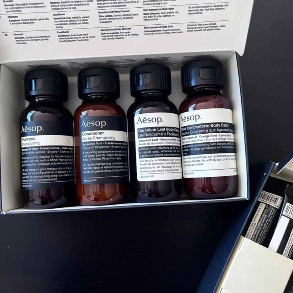 AESOP Arrival Travel Kit 4 Piece - Shampoo, Conditioner, Body Wash & Balm