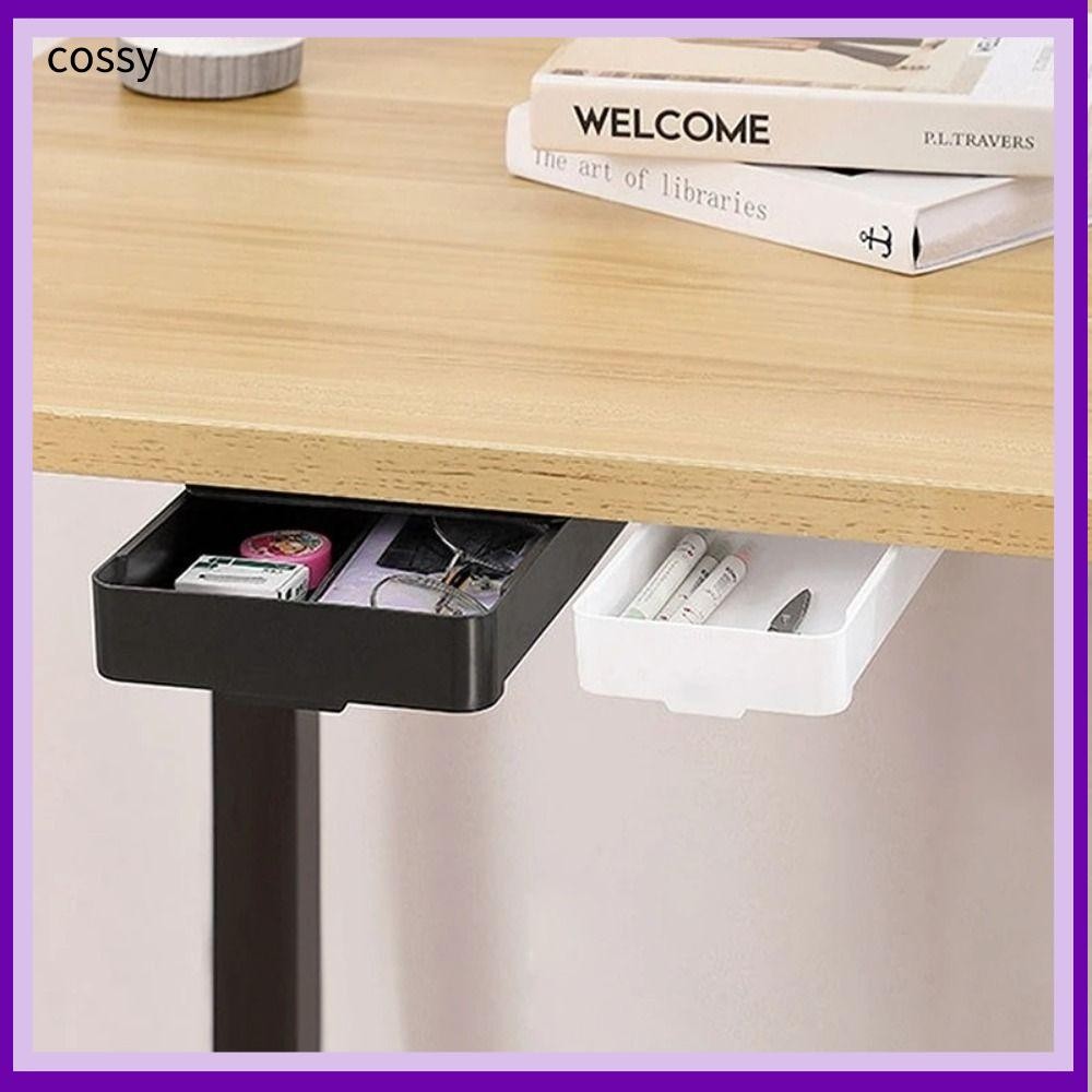กล่องเก็บชั้นวางโต๊ะ COSSY ลิ้นชักใต้โต๊ะแบบมีกาวในตัวมัลติฟังก์ชั่นความจุขนาดใหญ่ประหยัดพื้นที่ใต้โต๊ะลิ้นชักเครื่องสําอางเครื่องเขียน