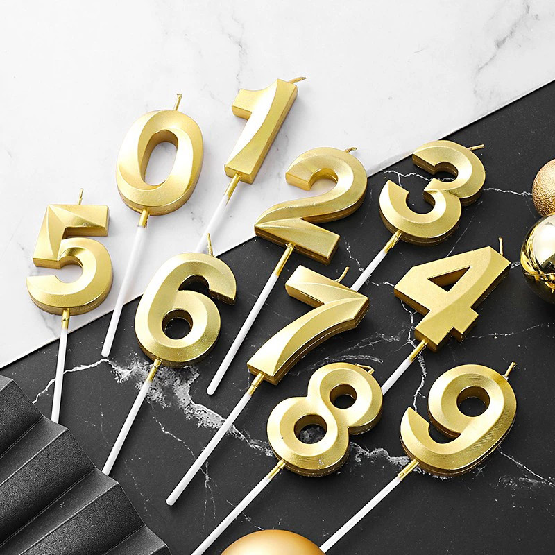 Golden Digital Candle Birthday Cake Candle Party ตกแต่งเทียนเพชร