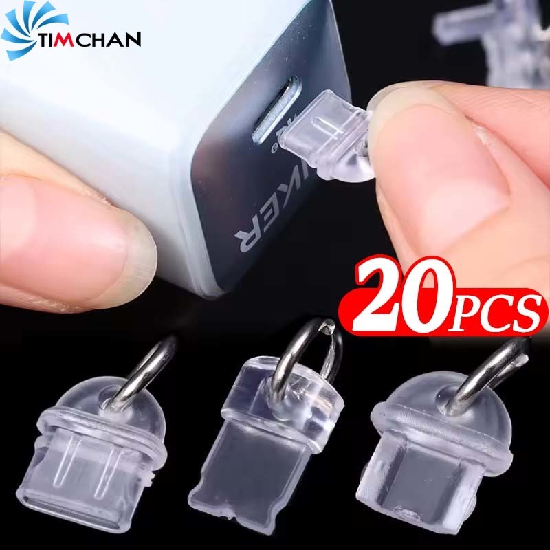 5/10/20 ชิ้นโปร่งใส DIY โทรศัพท์จี้ปลั๊ก - สําหรับ Type-C Micro-USB iOS - กันน้ําโทรศัพท์ Stopper ฝาครอบป้องกัน - ปลั๊กป้องกันฝุ่น - ปลั๊กชาร์จโทรศัพท์พอร์ตหมวก