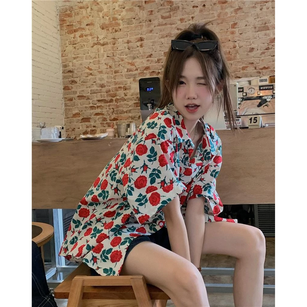 mimi&didi เสื้อเชิ้ตฮาวายลายดอกไม้แขนสั้น สไตล์เกาหลี W339 thumbnail 5