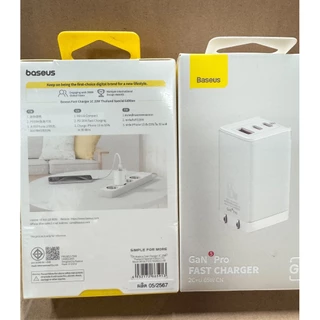 Baseus หัวชาร์จเร็ว GaN 65W Adapter Quick Charger type C ที่ชาร์จเร็ว ชุดชาร์จเร็ว อะแดปเตอร์ samsung vivo