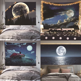 ผ้าพื้นหลัง Agirl Healing Moon Starry Sky ผ้าแขวน ผ้าเช่า ผ้าคลุมผนังบ้าน ผ้าผนังน่าเกลียด ภาพวาดตกแต่ง ผ้าพื้นหลังระดับสูง