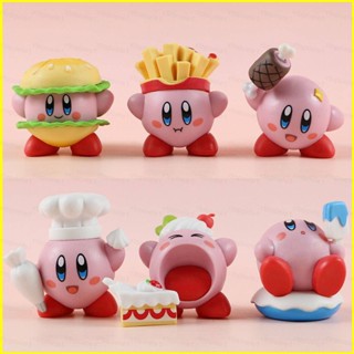 Yyds โมเดลตุ๊กตาฟิกเกอร์ Kirby แฮมเบอร์เกอร์ ชิป ขนาดเล็ก สําหรับตกแต่งบ้าน รถยนต์ DIY 6 ชิ้น