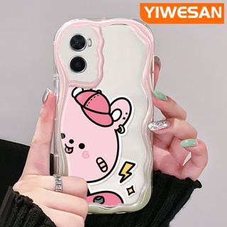 เคสโทรศัพท์มือถือแบบนิ่ม ใส กันกระแทก ลายการ์ตูนหมีสีชมพู สีมาการอง สําหรับ OPPO A76 A96 A36