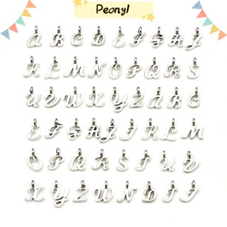 Pdony จี้ตัวอักษร A-Z ABC 26 ตัว สีเงิน สําหรับสร้อยคอ 182 ชิ้น