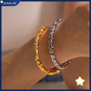 Jeanlan สร้อยข้อมือสเตนเลส 18K แบบเปิด สไตล์เมทัลลิก ของขวัญ สําหรับเด็กผู้หญิง