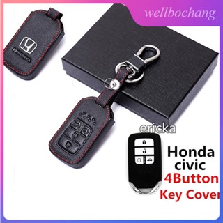 เคสกุญแจรีโมทรถยนต์ แบบหนัง 4 ปุ่ม สําหรับ Honda Civic 2016 Fe