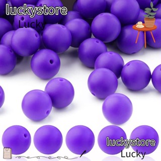 Lucky ลูกปัดซิลิโคน 15 มม. สีม่วง สําหรับทําพวงกุญแจ สร้อยคอ DIY 60 ชิ้น