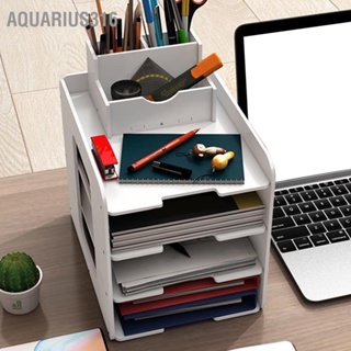 Aquarius316 4 ชั้นโต๊ะแฟ้มOrganizer Office Desktop File Sorter Organizerถาดกระดาษเอกสารแฟ้มOrganizerพร้อมผู้ถือปากกา