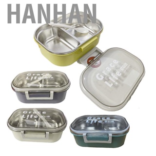 Hanhan Stainless Steel 2 Compartment Bento Box  Korean Style Lunch Fashionable Appearance Reusable with  for Office Workers School