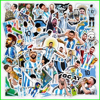 Hobby สติกเกอร์ ลายฟุตบอล Messi Football Argentina World cup กันน้ํา สําหรับตกแต่งสมุดโน้ต สเก็ตบอร์ด ถ้วยน้ํา 50 ชิ้น ต่อชุด