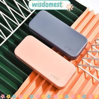 WISDOMEST กล่องใส่แว่นตากันแดด โลหะ สีพื้น ทนต่อการบีบอัด เข้ากับทุกการแต่งกาย สไตล์เกาหลี สําหรับนักเรียน