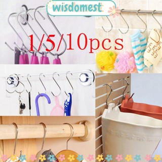 Wisdomest 1/5/10 ชิ้น ตะขอแขวนเสื้อผ้า สเตนเลส บ้าน ห้องครัว ชั้นเก็บของ