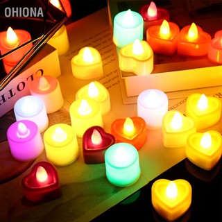  OHIONA 24 ชิ้นเทียนไฟฟ้าเทียนไร้ตำหนิ LED นำกลับมาใช้ใหม่ได้หลายโหมดแสงเทียนพร้อมแบตเตอรี่ 2 ปุ่มสำหรับงานปาร์ตี้