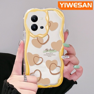 เคสโทรศัพท์มือถือแบบนิ่ม ใส กันกระแทก ลายหัวใจ สีครีม แฟชั่น สําหรับ VIVO V25 5G V25E X80 Lite V21E Y73 2020