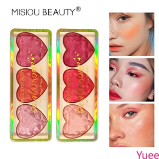 Misiou Beauty Heart-Shaped Pearlescent Blush Baked Powder ไวท์เทนนิ่งสามมิติสี Contouring Highlight yuee