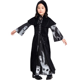 [0709]SZMRP-COS-G Childrens Skull Print Witch Costume Girls Stage Costume Halloween Performance Wear Gift  Animation  Comic  Cosplay I6BX